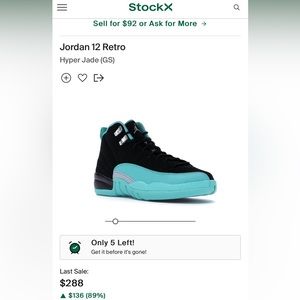 Jordan 12 retro hyper jade (gradeschool)